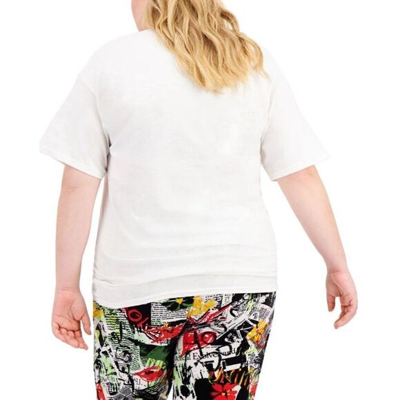 Love Tribe Blondie Band Shirt Top Women's 3X Plus White Short-Sleeve Cotton NEW - Picture 7 of 7